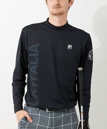 【FILA:フィラゴルフ】メンズモックネック 袖胸ロゴ刺繍 フロントプリント 長袖シャツ / ゴルフウェア