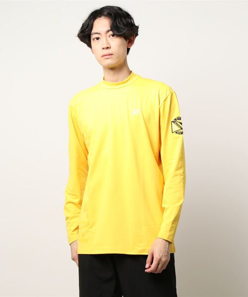 FILA GOLF(フィラゴルフ )の「【FILA:フィラゴルフ】メンズモックネック 袖胸ロゴ刺繍 フロントプリント 長袖シャツ / ゴルフウェア(Tシャツ/カットソー・メンズ・ホワイト/ブラック/ネイビー/カーキ/イエロー/オレンジ・MEDIUM/LARGE/X-LARGE)」の10枚目の写真