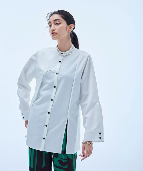 UNITED TOKYO（ユナイテッドトウキョウ）の「ウエーブレイヤーシャツ（シャツ/ブラウス・レディース・ブラック/グリーン/アイボリー・FREE）」の8枚目の写真