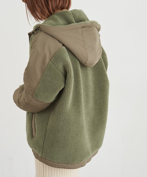 CIAOPANIC TYPY（チャオパニックティピー）の「ボア切替フードジャケット（その他アウター・レディース・カーキ/ブラック/アイボリー・ONE SIZE）」の9枚目の写真