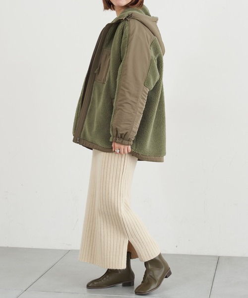 CIAOPANIC TYPY（チャオパニックティピー）の「ボア切替フードジャケット（その他アウター・レディース・カーキ/ブラック/アイボリー・ONE SIZE）」の15枚目の写真