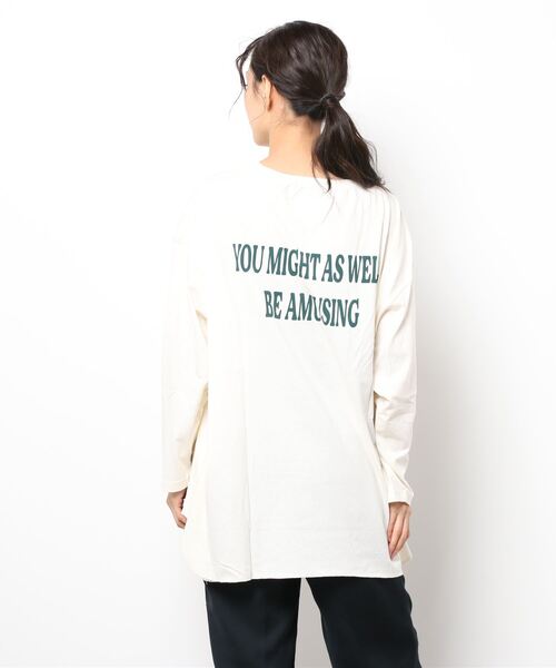 Samansa Mos2（サマンサ モスモス）の「前後ロゴプリントチュニック長袖Tシャツ（Tシャツ/カットソー・レディース・キナリ/キャメル/チャコール・ﾌﾘ-）」の4枚目の写真