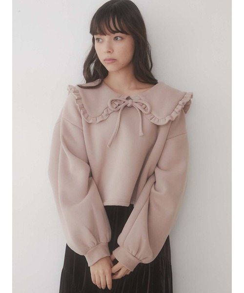 merry jenny（メリージェニー）の「フリルリボントレーナー（Tシャツ/カットソー・レディース・ブラック/ベージュ/ピンク・FREE）」の14枚目の写真