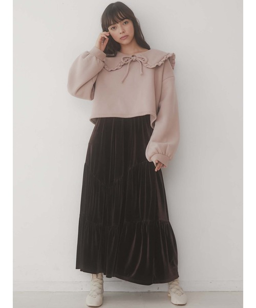 merry jenny（メリージェニー）の「フリルリボントレーナー（Tシャツ/カットソー・レディース・ブラック/ベージュ/ピンク・FREE）」の7枚目の写真