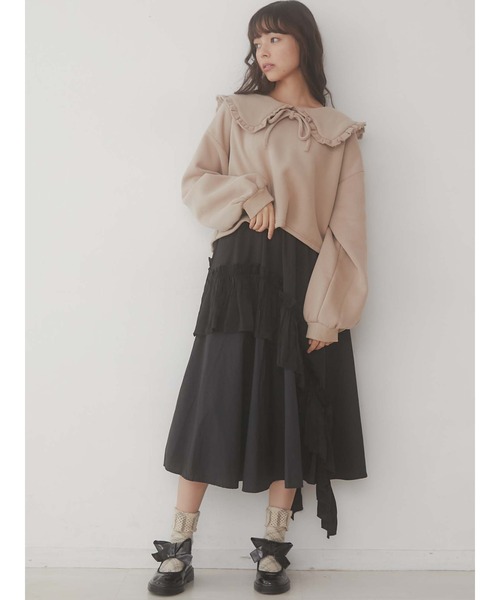 merry jenny（メリージェニー）の「フリルリボントレーナー（Tシャツ/カットソー・レディース・ブラック/ベージュ/ピンク・FREE）」の11枚目の写真