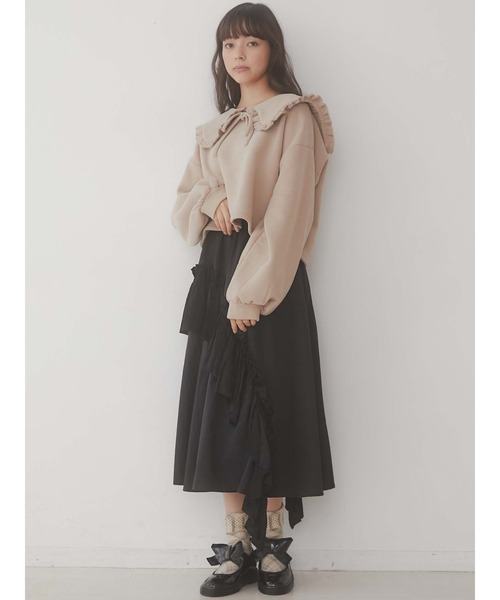 merry jenny（メリージェニー）の「フリルリボントレーナー（Tシャツ/カットソー・レディース・ブラック/ベージュ/ピンク・FREE）」の5枚目の写真