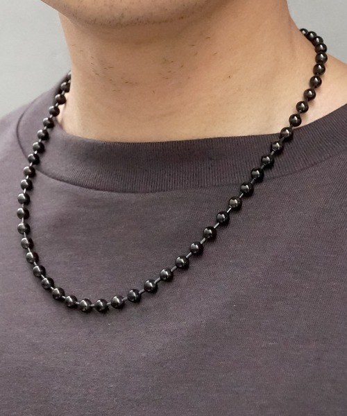 SBG（エスビー）の「SBG ボールチェーンネックレス（ネックレス・メンズ・ブラック/ブラック系その他/ブラック系その他2/シルバー/シルバー系その他/シルバー系その他2/ゴールド・45cm/50cm/55cm）」の3枚目の写真