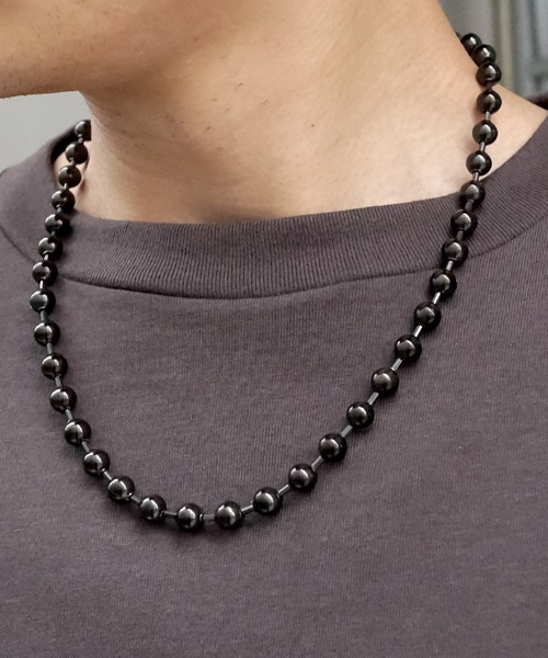 SBG（エスビー）の「SBG ボールチェーンネックレス（ネックレス・メンズ・ブラック/ブラック系その他/ブラック系その他2/シルバー/シルバー系その他/シルバー系その他2/ゴールド・45cm/50cm/55cm）」の4枚目の写真