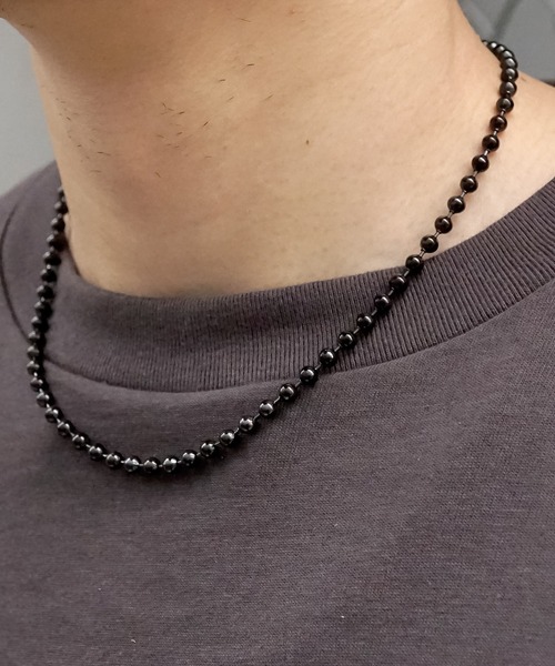 SBG（エスビー）の「SBG ボールチェーンネックレス（ネックレス・メンズ・ブラック/ブラック系その他/ブラック系その他2/シルバー/シルバー系その他/シルバー系その他2/ゴールド・45cm/50cm/55cm）」の2枚目の写真