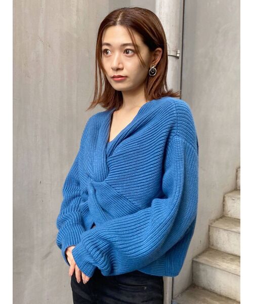 EMODA（エモダ）の「ダブルフェイスレディニット（ニット/セーター・レディース・ブルー/アイボリー/マスタード/ブラック・FREE）」の11枚目の写真