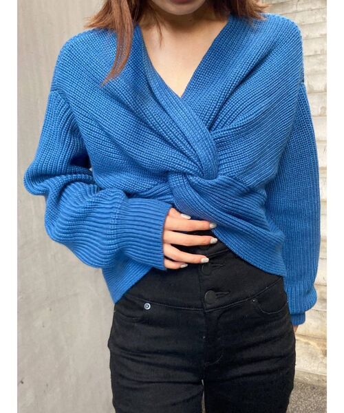EMODA（エモダ）の「ダブルフェイスレディニット（ニット/セーター・レディース・ブルー/アイボリー/マスタード/ブラック・FREE）」の8枚目の写真