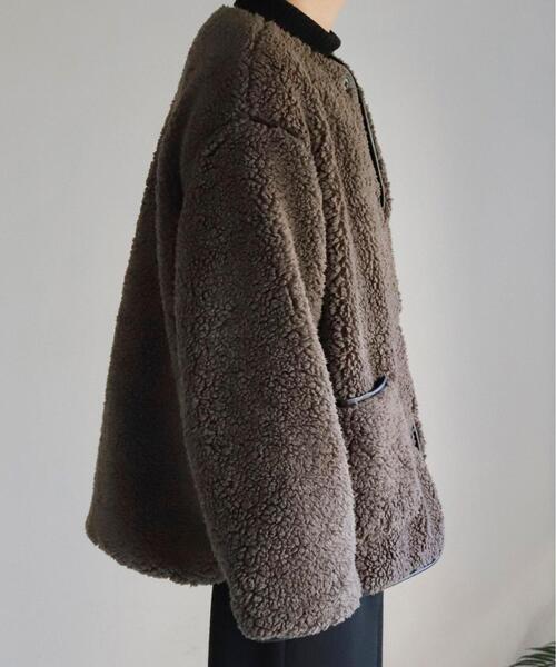 coen by Mr.SZK（コーエンバイミスタースズキ）の「super oversize パイピング ボアブルゾン【coen × Mr.SZK】（ブルゾン・メンズ・ブラック/ブラウン/オフホワイト・SMALL/MEDIUM/LARGE/X-LARGE）」の14枚目の写真