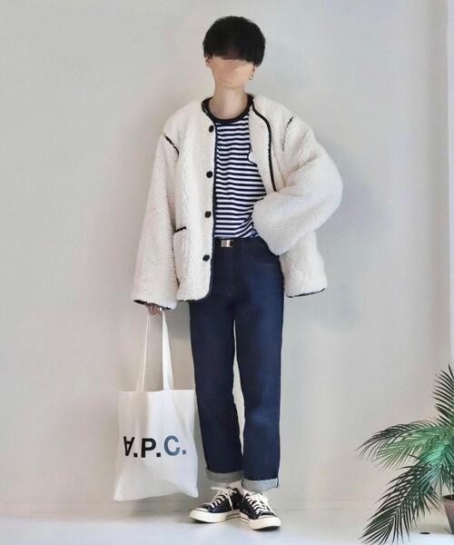 coen by Mr.SZK（コーエンバイミスタースズキ）の「super oversize パイピング ボアブルゾン【coen × Mr.SZK】（ブルゾン・メンズ・ブラック/ブラウン/オフホワイト・SMALL/MEDIUM/LARGE/X-LARGE）」の20枚目の写真