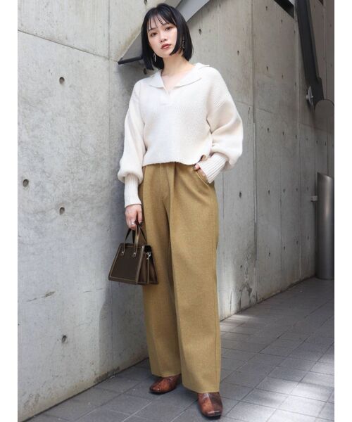 MURUA(ムルーア)の「バルキーニットポロ(ニット/セーター・レディース・ブラック/アイボリー/グレー・FREE)」の14枚目の写真