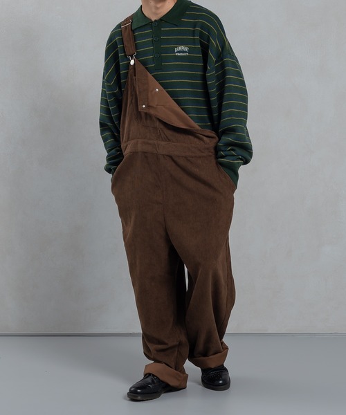 kutir(クティール)の「コーデュロイオーバーオール(サロペット/オーバーオール・メンズ・ダークブラウン/グリーン/アイボリー・MEDIUM/LARGE)」の3枚目の写真