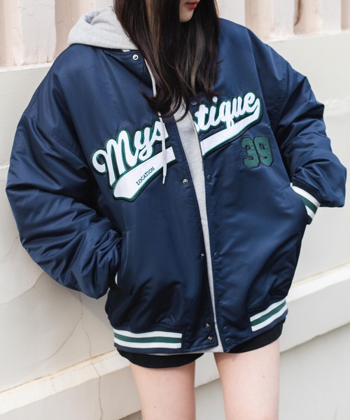 WEGO(ウィゴー)の「WEGO/中綿スタジアムジャケット(スタジャン・メンズ・ネイビー/ホワイト・MEDIUM/LARGE)」の2枚目の写真