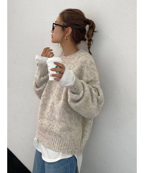 Ungrid（アングリッド）の「カラーモヘア混ルーズニット（ニット/セーター・レディース・オレンジ/アイボリー/グリーン/パープル/ブルー・FREE）」の6枚目の写真