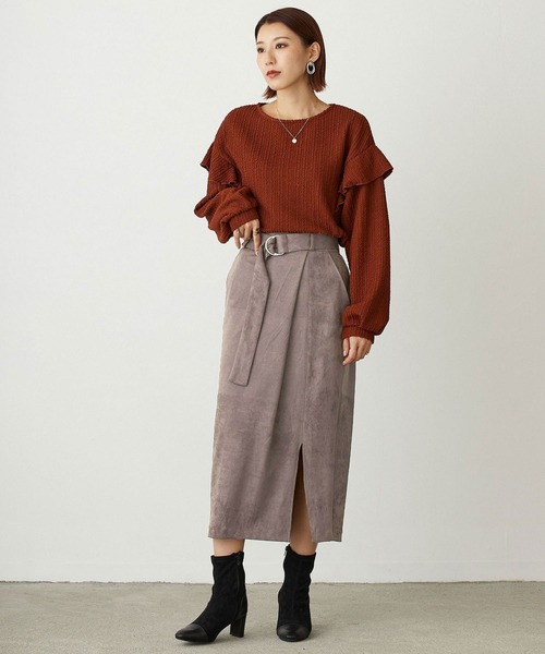 NICOLE white(ニコルホワイト)の「ベルト付きコクーンタイトスカート(スカート・レディース・グレー/サックスブルー/グレー系/ベージュ系・FREE)」の20枚目の写真