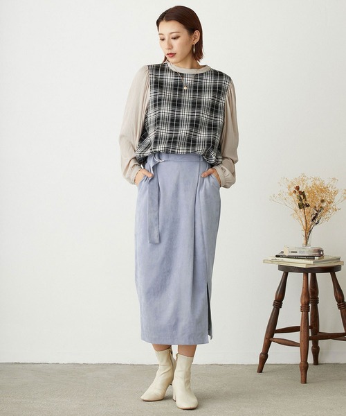 NICOLE white(ニコルホワイト)の「ベルト付きコクーンタイトスカート(スカート・レディース・グレー/サックスブルー/グレー系/ベージュ系・FREE)」の22枚目の写真