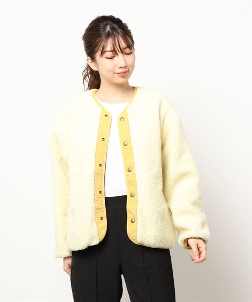 Lee(リー)の「【LEE/リー】リバーシブル ボアブルゾン LL5018-175/121/128 ワンポイントブランドロゴ(ブルゾン・レディース・ブラック/オリーブ/マスタード・SMALL/MEDIUM)」の8枚目の写真
