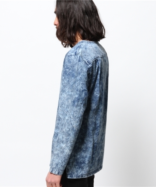 OUTLET（アウトレット）の「【Ciaopanic】デニムケミカルPOLS（シャツ/ブラウス・メンズ・サックスブルー/ネイビー・LARGE/MEDIUM）」の4枚目の写真