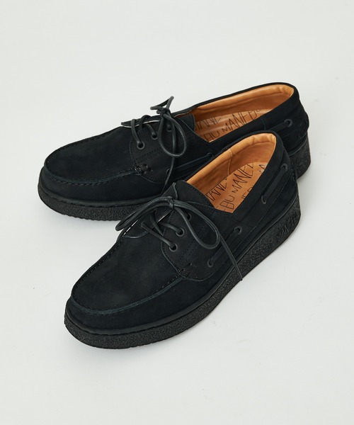 MANEBU/マネブ 417別注チロリアンシューズ スエード ブラックシューズ