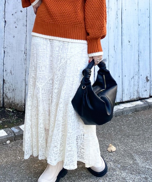 archives（アルシーヴ）の「ノットハンドルバッグ（ハンドバッグ・レディース・アイボリー/ブラック/グリーン・FREE）」の5枚目の写真