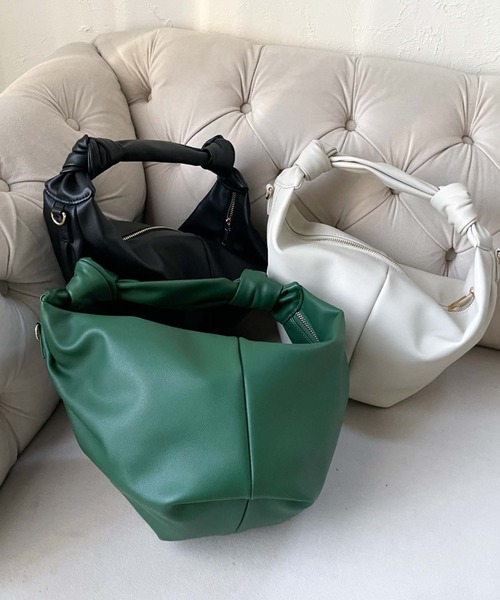 archives（アルシーヴ）の「ノットハンドルバッグ（ハンドバッグ・レディース・アイボリー/ブラック/グリーン・FREE）」の18枚目の写真