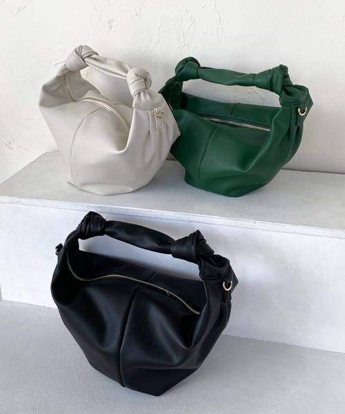 archives（アルシーヴ）の「ノットハンドルバッグ（ハンドバッグ・レディース・アイボリー/ブラック/グリーン・FREE）」の8枚目の写真