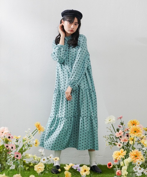 MERLOT(メルロー)の「カラフルドットティアードワンピース(ワンピース・レディース・ブラック/ピンク/ブルー・FREE)」の16枚目の写真