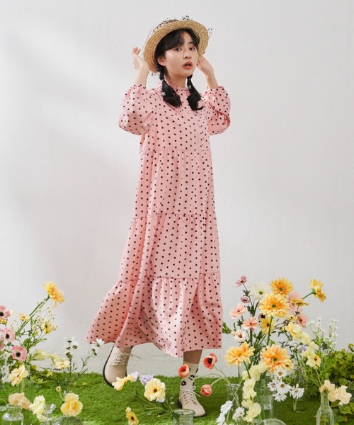 MERLOT(メルロー)の「カラフルドットティアードワンピース(ワンピース・レディース・ブラック/ピンク/ブルー・FREE)」の22枚目の写真