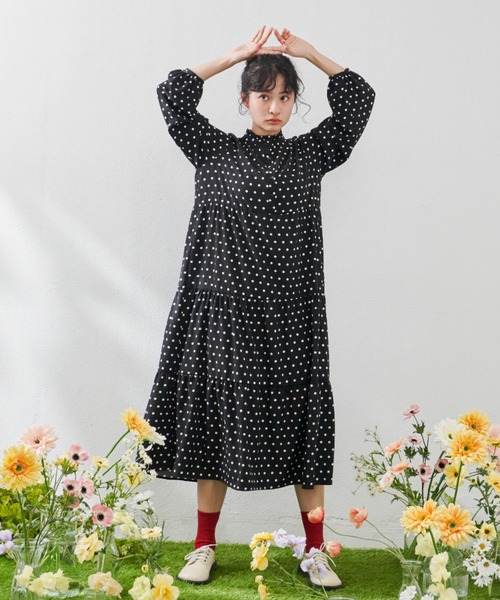 MERLOT(メルロー)の「カラフルドットティアードワンピース(ワンピース・レディース・ブラック/ピンク/ブルー・FREE)」の18枚目の写真