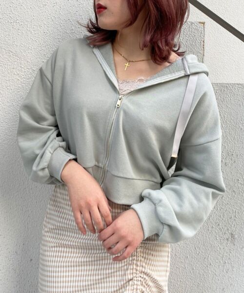 MAJESTIC LEGON（マジェスティックレゴン）の「フローラルカラーパーカー（パーカー・レディース・グレー/ブルー/ライトグリーン/アイボリー/ラベンダー/ピンクベージュ/ブラック・MEDIUM）」の4枚目の写真