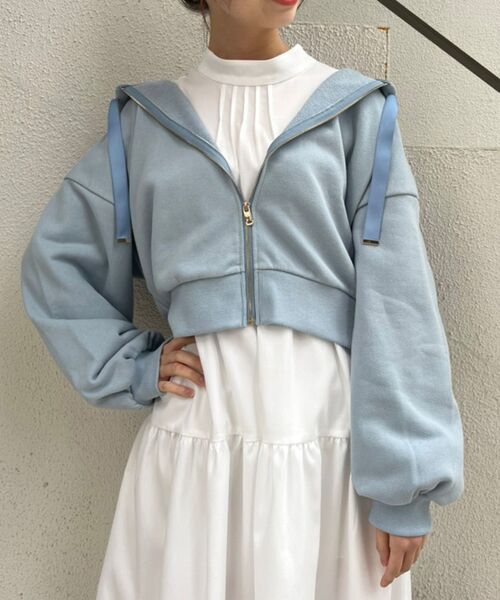 MAJESTIC LEGON（マジェスティックレゴン）の「フローラルカラーパーカー（パーカー・レディース・グレー/ブルー/ライトグリーン/アイボリー/ラベンダー/ピンクベージュ/ブラック・MEDIUM）」の11枚目の写真