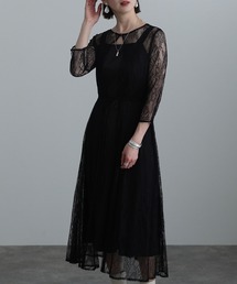 結婚式 パーティー ドレス 総レース ロング&七分袖 大きいサイズ フォーマル オケージョンドレス お呼ばれ 二次会 成人式 同窓会 謝恩会 20代 30代