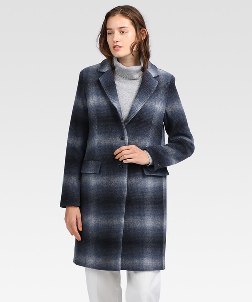 TOMMY HILFIGER（トミーヒルフィガー）の「シャドーチェックチェスターコート（チェスターコート・レディース・ネイビー/イエロー・32inch/34inch/36inch）」の3枚目の写真
