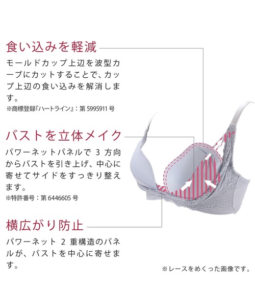 BRADELIS NEWYORK(ブラデリスニューヨーク)の「ブラデリス WithMe ハートカップブラ22S1 補整下着 補正下着 ノンワイヤー(ブラジャー・レディース・ブルー/グリーン/オレンジ系その他・LL/L/3L/M/S)」の4枚目の写真