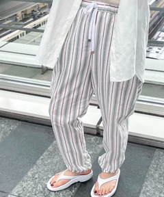 コットンリネンストライプパンツ
