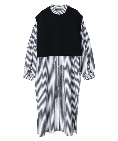 AMERICAN HOLIC(アメリカンホリック)の「SETニットベスト+ギャザーシャツワンピース(ワンピース・レディース・オフホワイト/その他5/ストライプ・M/L)」の18枚目の写真