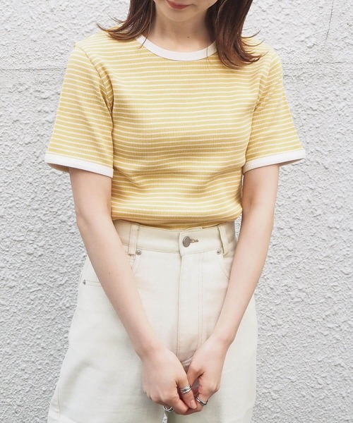 tiptop（ティップトップ）の「【ZOZO限定アイテム】ボーダーリンガーT（Tシャツ/カットソー・レディース・オフホワイト/イエロー/グリーン/ピンク/グリーン系その他/サックスブルー/ベージュ・FREE）」の20枚目の写真