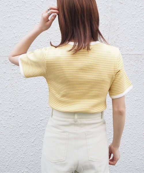 tiptop（ティップトップ）の「【ZOZO限定アイテム】ボーダーリンガーT（Tシャツ/カットソー・レディース・オフホワイト/イエロー/グリーン/ピンク/グリーン系その他/サックスブルー/ベージュ・FREE）」の22枚目の写真