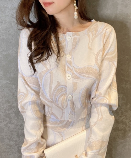 EIMY ISTOIRE(エイミーイストワール)の「eimy color marble ニットカーディガン(カーディガン/ボレロ・レディース・ピンク/ベージュ・FREE)」の2枚目の写真