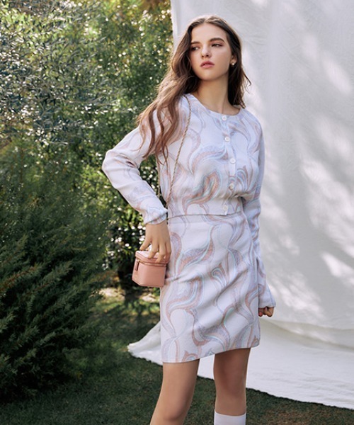 EIMY ISTOIRE(エイミーイストワール)の「eimy color marble ニットカーディガン(カーディガン/ボレロ・レディース・ピンク/ベージュ・FREE)」の3枚目の写真