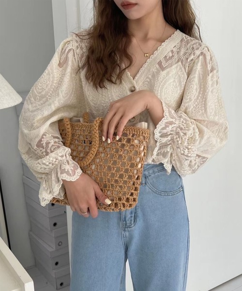 me+em select（ミームセレクト）の「ボリュームスリーブ刺繍レースカーディガン（カーディガン/ボレロ・レディース・ホワイト/ベージュ・FREE）」の18枚目の写真