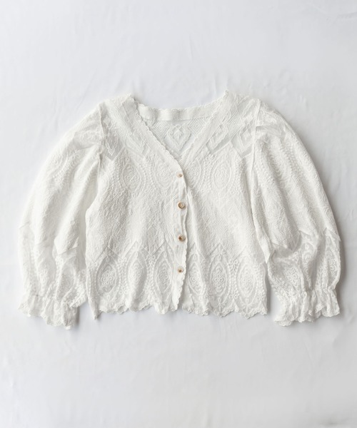me+em select（ミームセレクト）の「ボリュームスリーブ刺繍レースカーディガン（カーディガン/ボレロ・レディース・ホワイト/ベージュ・FREE）」の15枚目の写真