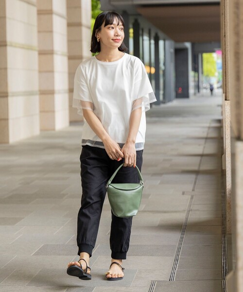 BEAMS HEART（ビームスハート）の「BEAMS HEART / レイヤード シアートップス（Tシャツ/カットソー・レディース・ブラック/オフホワイト/サックスブルー/ブラウン・FREE）」の6枚目の写真