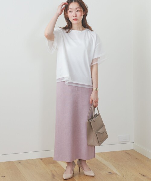 BEAMS HEART（ビームスハート）の「BEAMS HEART / レイヤード シアートップス（Tシャツ/カットソー・レディース・ブラック/オフホワイト/サックスブルー/ブラウン・FREE）」の12枚目の写真