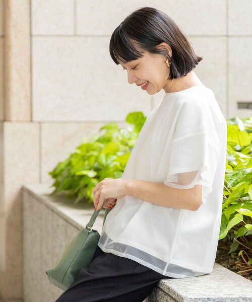 BEAMS HEART（ビームスハート）の「BEAMS HEART / レイヤード シアートップス（Tシャツ/カットソー・レディース・ブラック/オフホワイト/サックスブルー/ブラウン・FREE）」の13枚目の写真