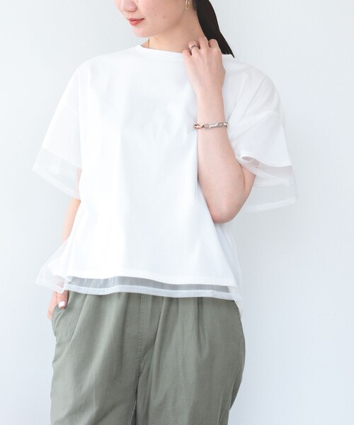 BEAMS HEART（ビームスハート）の「BEAMS HEART / レイヤード シアートップス（Tシャツ/カットソー・レディース・ブラック/オフホワイト/サックスブルー/ブラウン・FREE）」の16枚目の写真