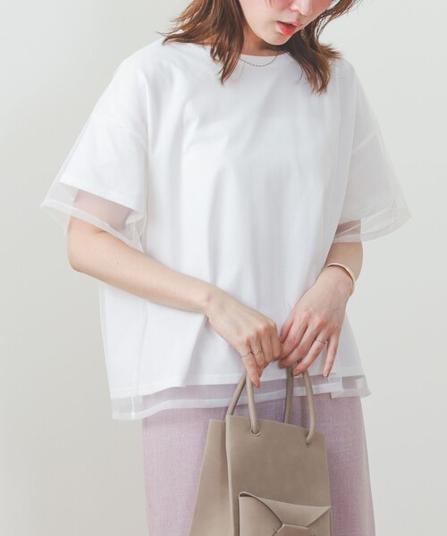 BEAMS HEART（ビームスハート）の「BEAMS HEART / レイヤード シアートップス（Tシャツ/カットソー・レディース・ブラック/オフホワイト/サックスブルー/ブラウン・FREE）」の19枚目の写真